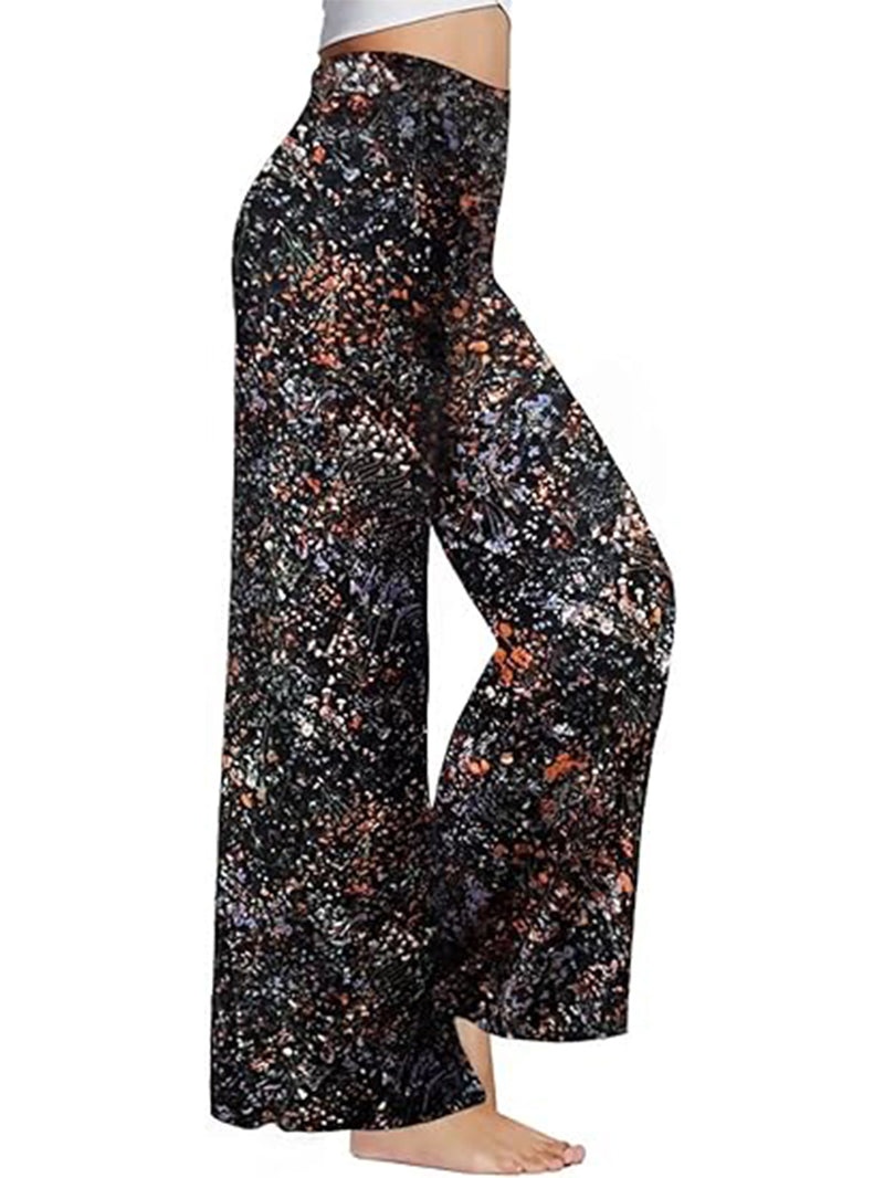 Boho Wide-Leg Pants – Soft Skirt Look with Tiny Floral Print