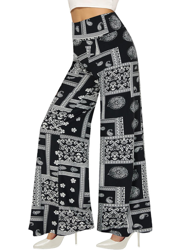 MidnightTribe™ Ethnic Wide-Leg Skirt Pants – Boho Black Elegance