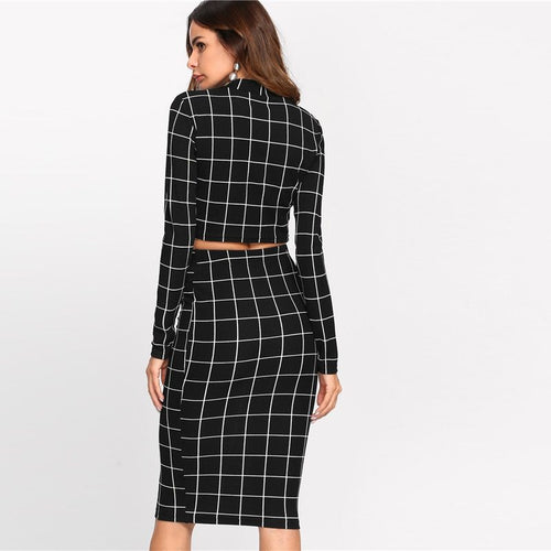 "Chic Boss Babe 2-Piece Set – Crop Top & Pencil Skirt"