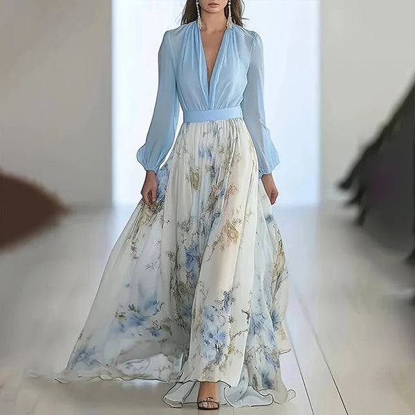 BloomSoul Maxi – Deep V Floral Boho Dress with Ruffles