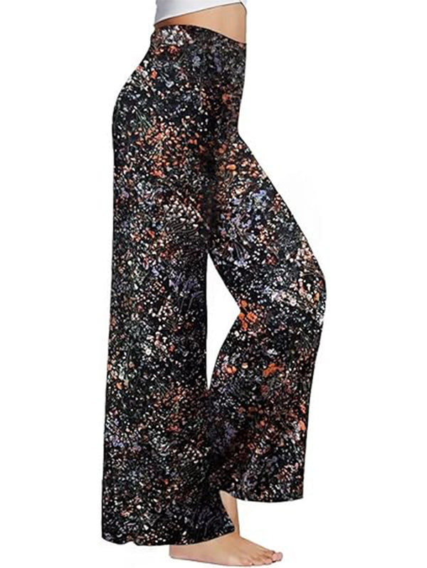 Boho Wide-Leg Pants – Soft Skirt Look with Tiny Floral Print
