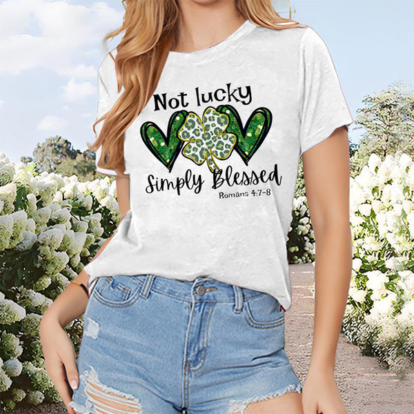 Not Lucky, Just Blessed™ – Clover Heart Graphic Tee