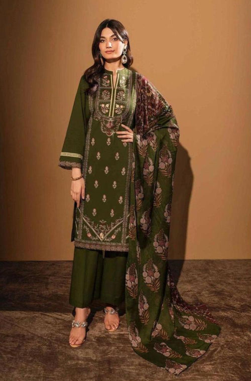 3 Pcs Women's Unstitched Lawn Printed Suit